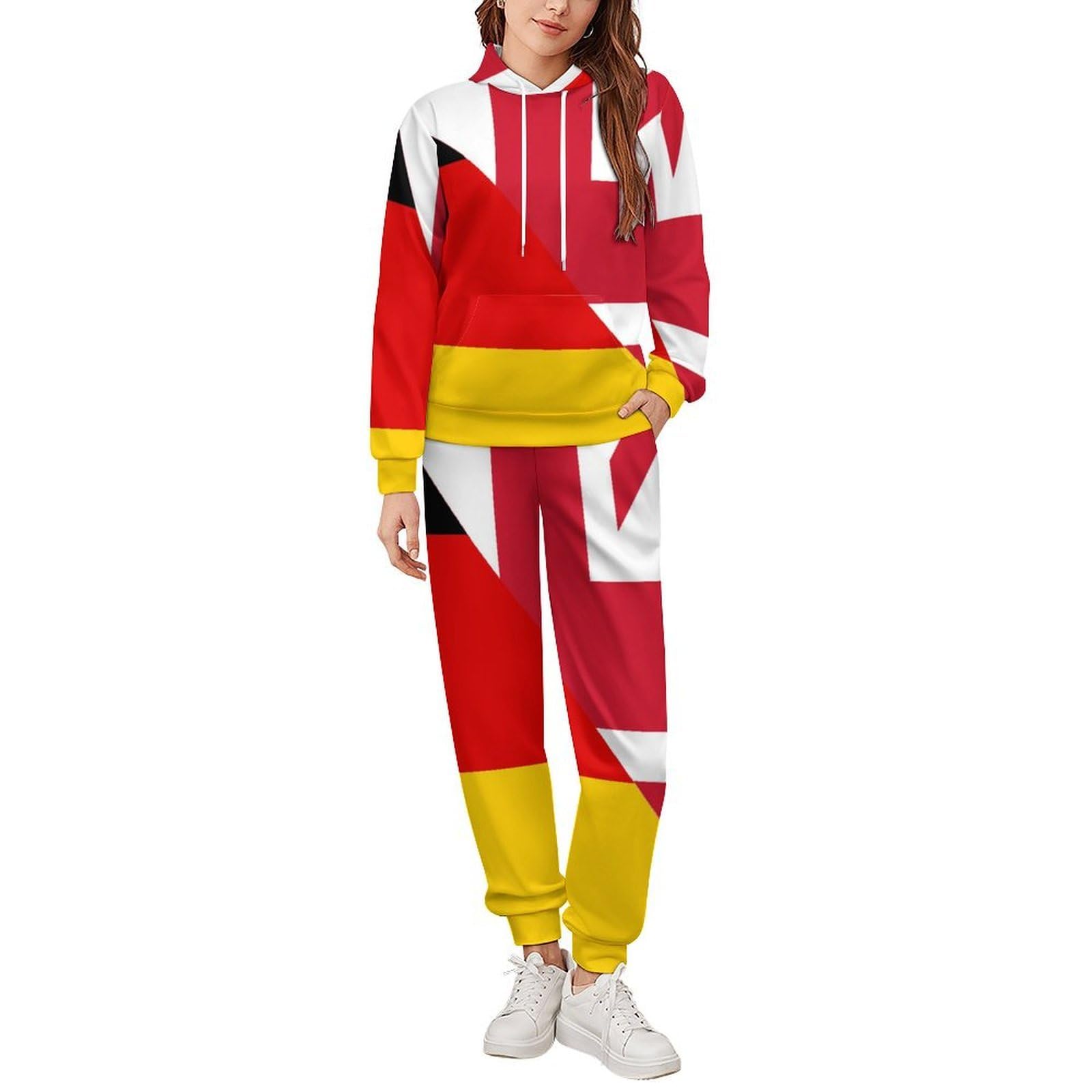 Birtish E Germania Bandiera Tute per gli Uomini Manica Lunga Felpa Con Cappuccio E Pantaloni Della Tuta Joggers Set Moda Tute