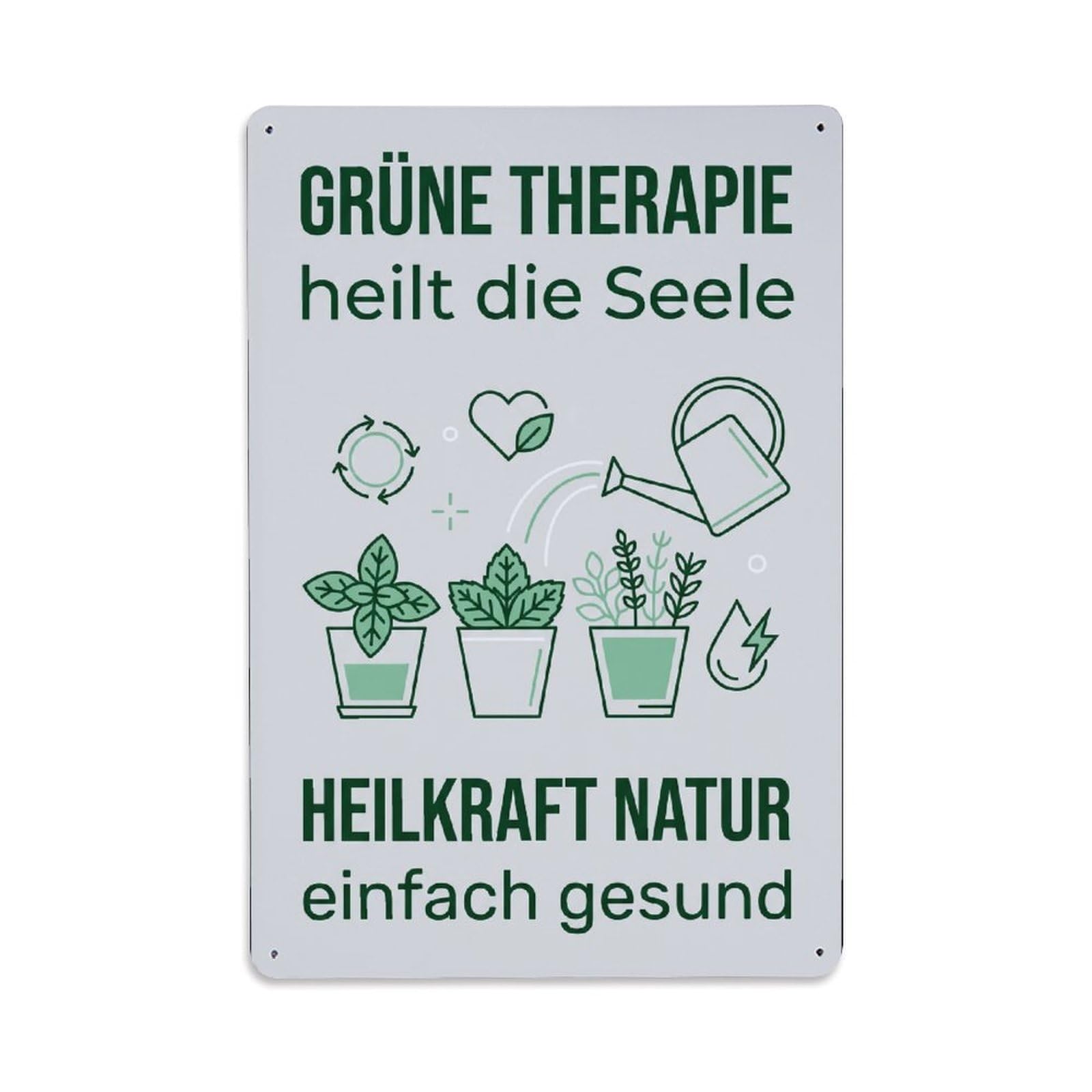 Vintage Funny Garden Green Therapy Fresh Metal Tin Sign Plaque Wall Decor for Cafe, Club Bar, Office, Garden Metal Poster 8x12Inch