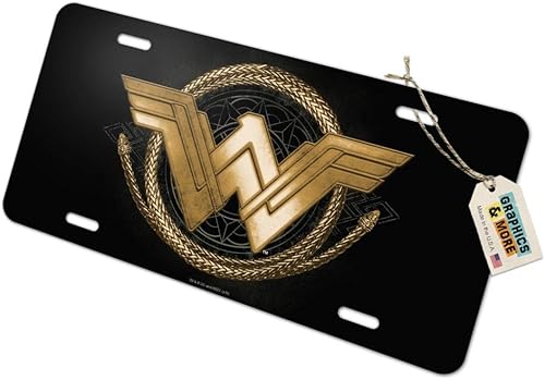 GRAPHICS & MORE Placa de matrícula de metal con logotipo de lazo dorado de la mujer maravilla