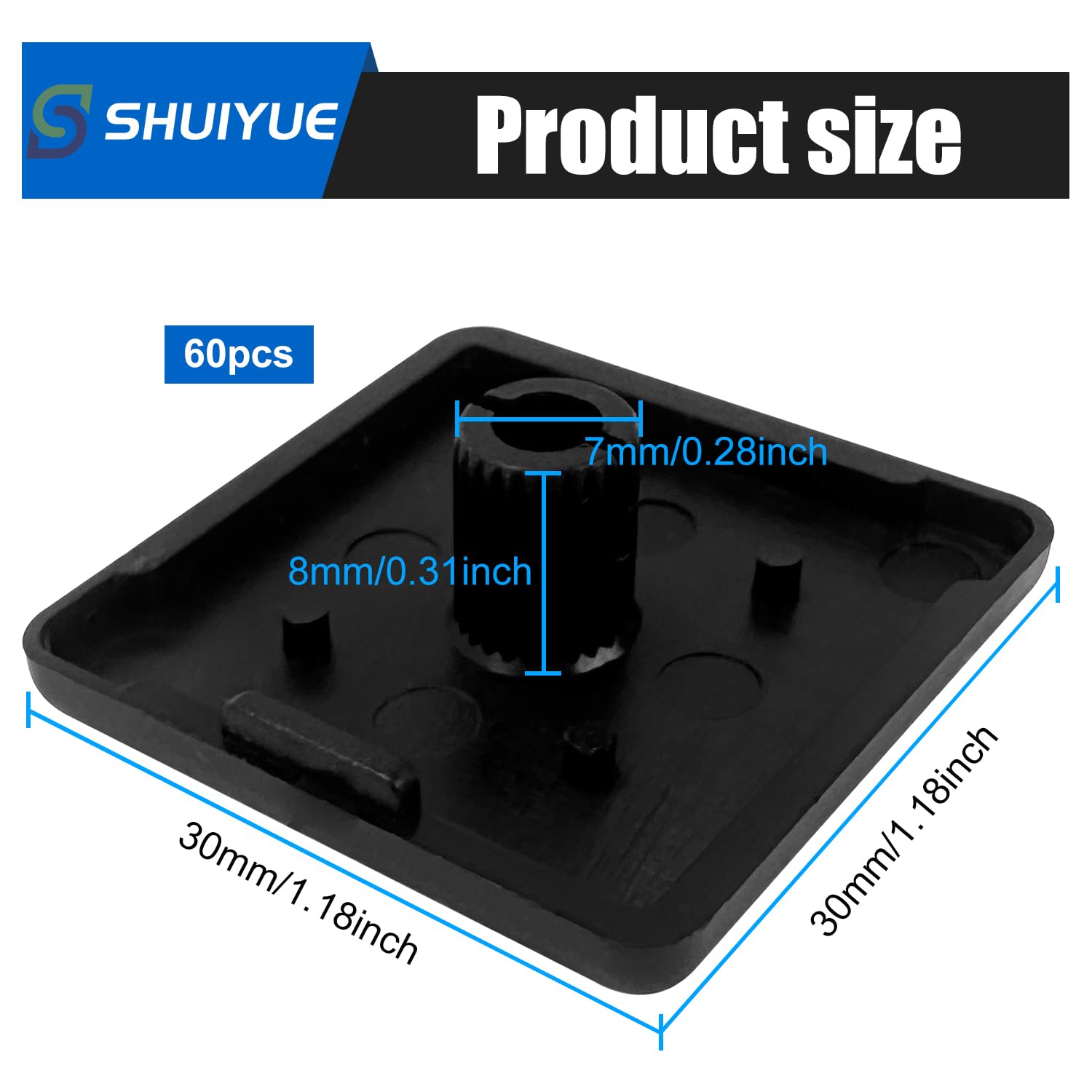 60 Pcs Aluminum Profiles Plastic End Cap Cover for 3030 Aluminum - Image 2