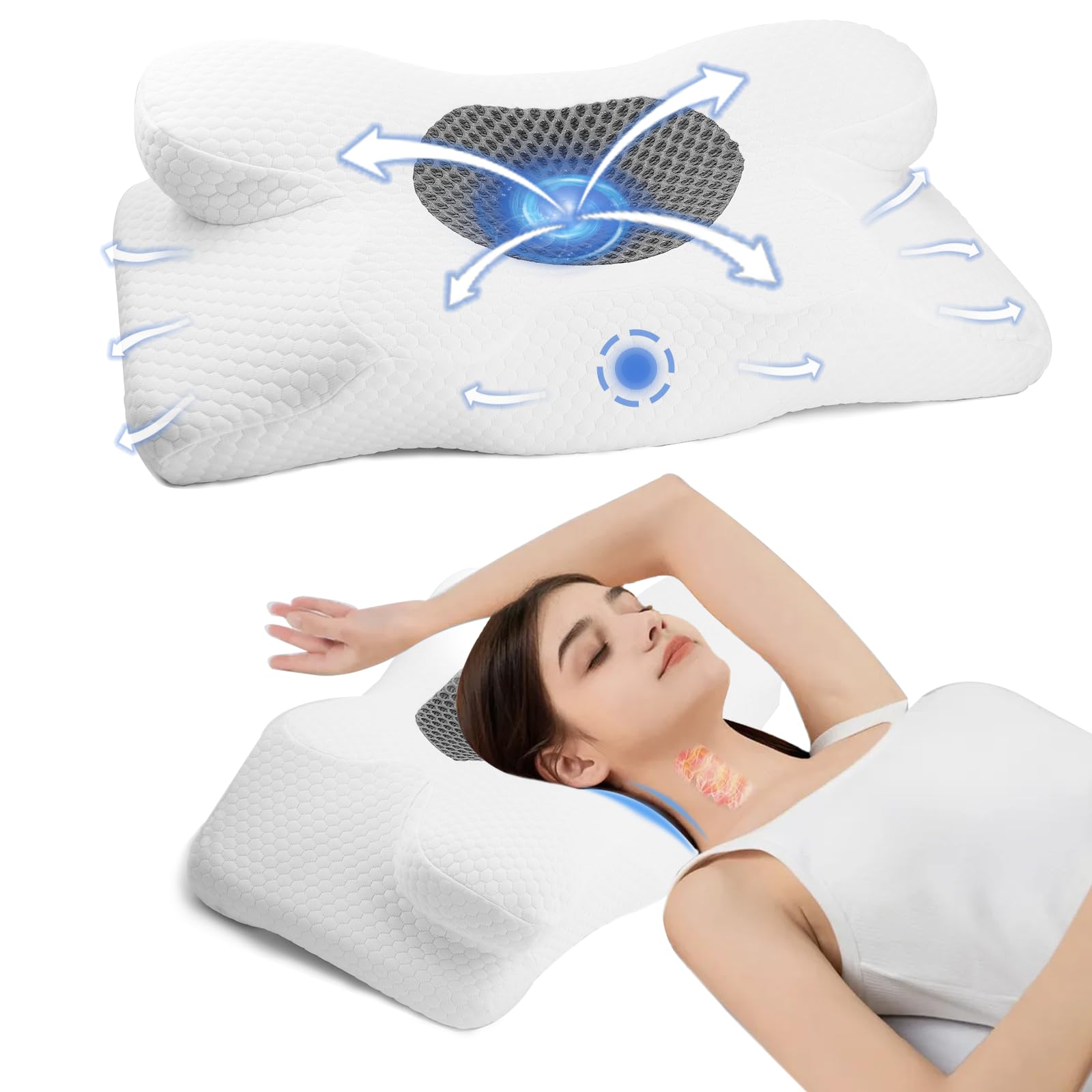 Newthinking Neck Support Pillow for Neck Pain, Ergonomic Orthopedic Cervical Pillow, Memory Foam Side Sleepers with Washable Removable Pillowcase