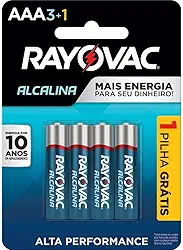Pilha, Rayovac, Alcalina 20324, Azul, AAA, Palito, Pacote de 4