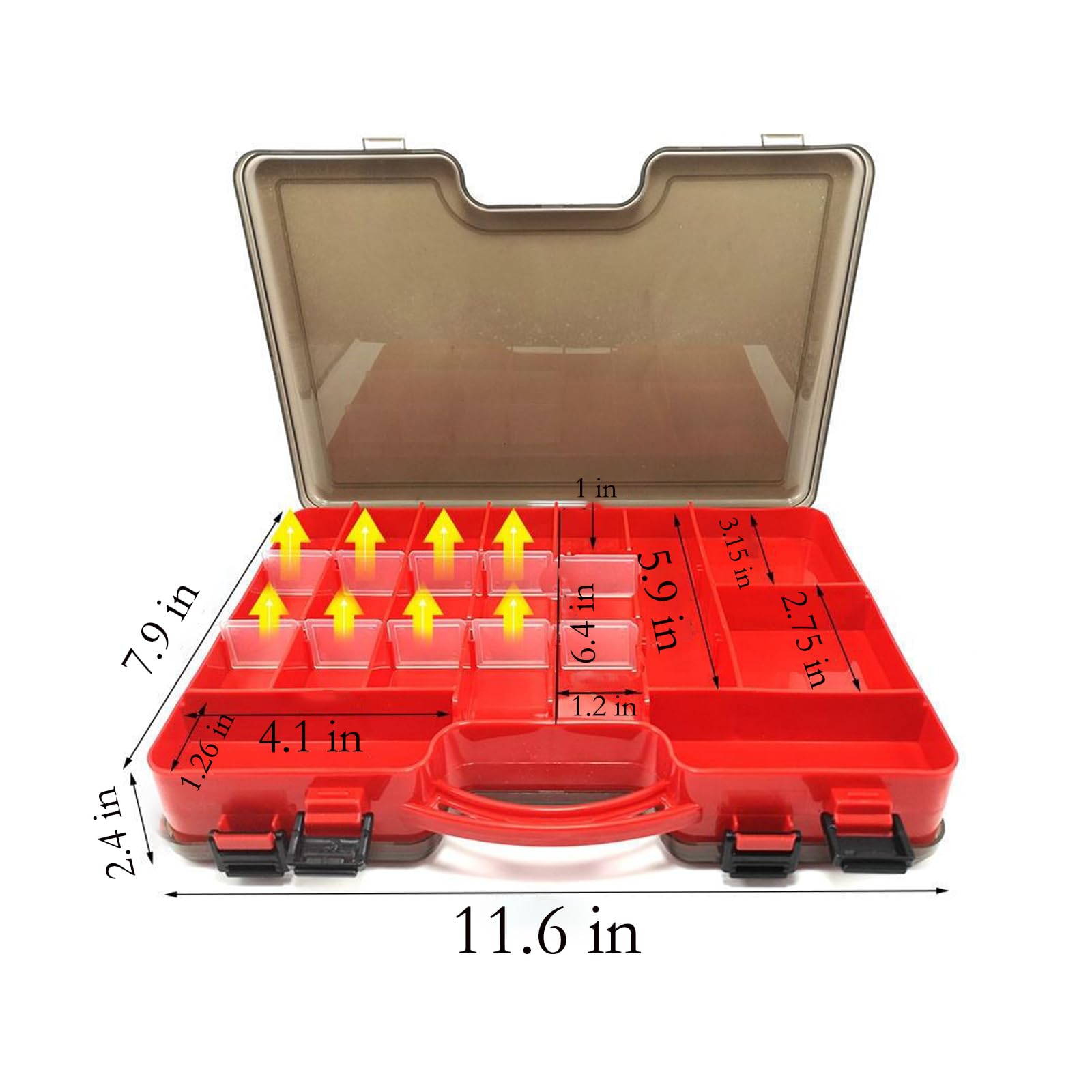 TGTAKDS Tackle Box Fishing Tackle Box Large Tackle Storage Box for kayak storage box Double-sided Tacklebox with Dividers Fishing Tackle Storage Boxes with Handle fishing tackle box organizer (yellow)