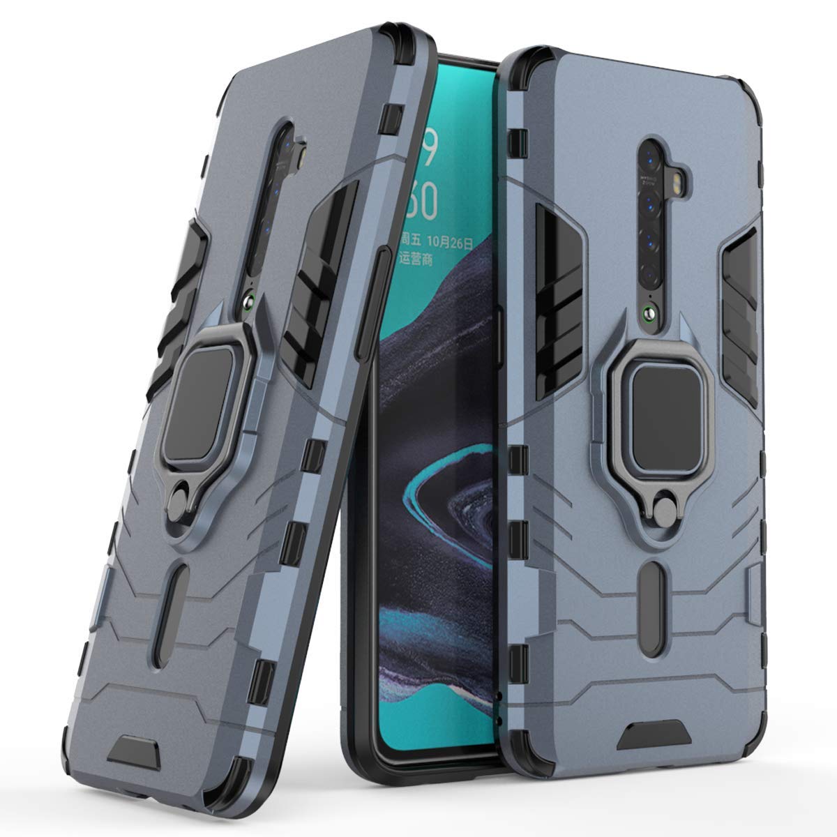 MRSTER Funda OPPO Reno4 Pro 5G, Armor Funda con 360 Anillo Soporte, Anti-Arañazos con Absorción de Choque Resistente Carcasa Protectora para OPPO Reno4 Pro 5G. HB Black — view 17