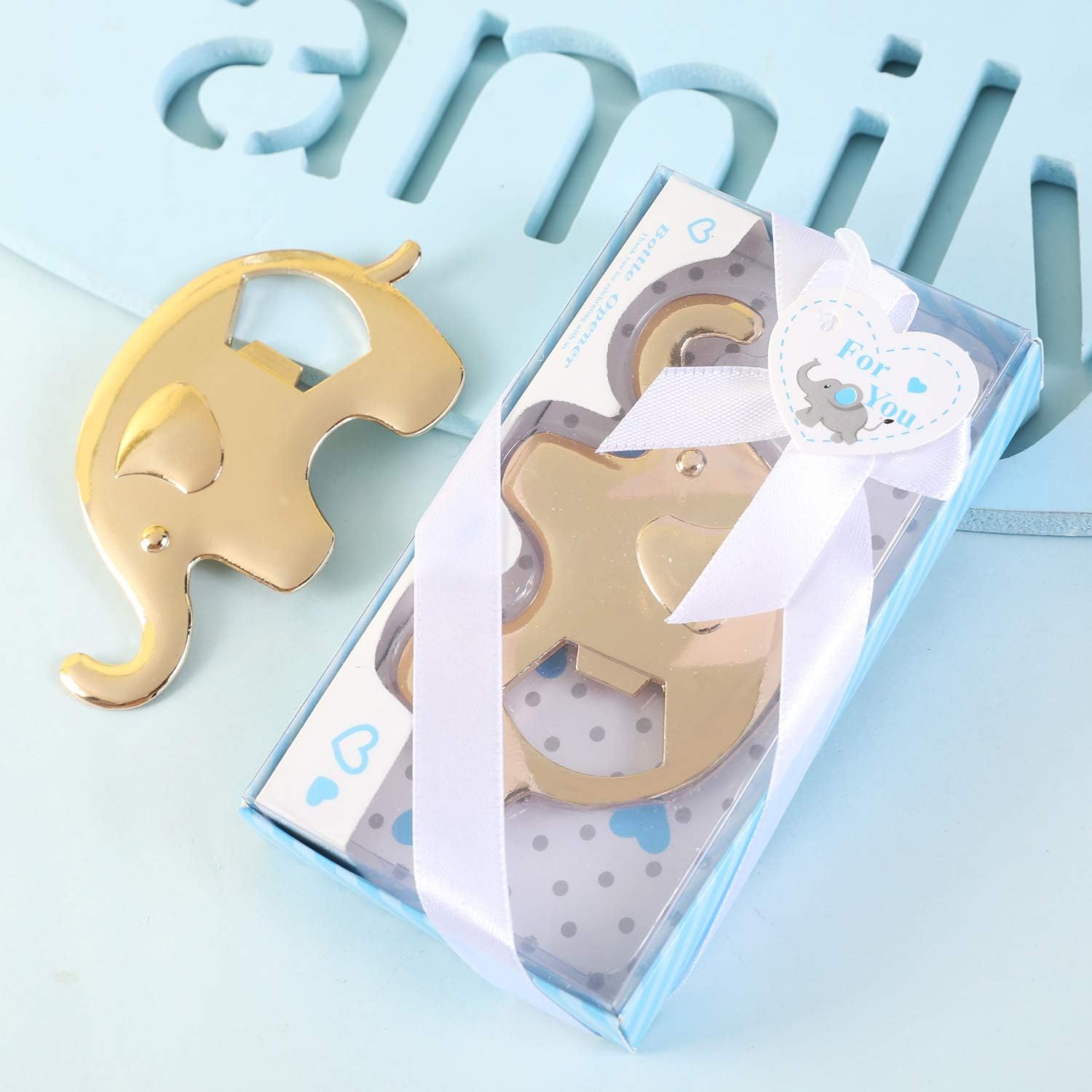 Set of 24 Elephant Bottle Opener Baby Shower Party Favor for Guests Elephant Shaped Bottle Opener Baby Shower Favors Birthday Bridal Shower Souvenirs Wedding Favor Gift (24, Blue)