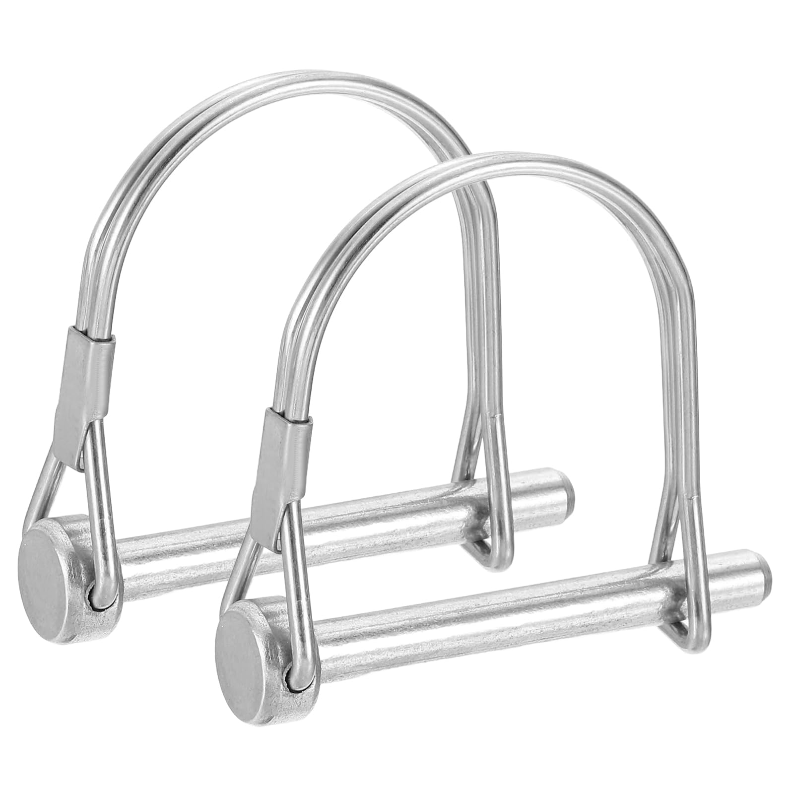 PATIKIL 2Pcs 304 Stainless Steel Round Shaft Locking Pins, 1/5" x 2"(6mm x 50mm) Trailer Coupler Pin Square Trailer Coupler for Farm Wagons Lawn Hitches Garden, Silver Tone