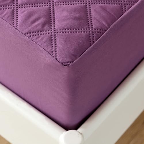 Miniatura 5 de jejeloiu Protector de colchón acolchado morado, 100% impermeable, transpirable, tamaño Queen, protector de colchón de 14 pulgadas de profundidad de