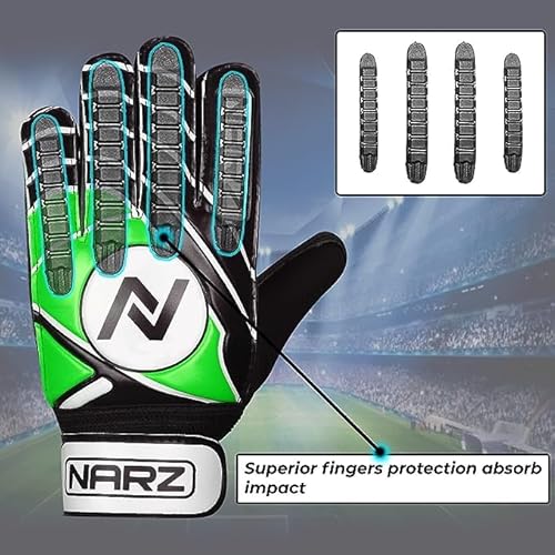 NARZ Goalkeeper Gloves for Kids with Super Grip Latex Having Shock Absorption Padding To Protect Palms and Fingers, Kids Goalie Gloves Available In Bright Eye-Catching Colors - Image 5