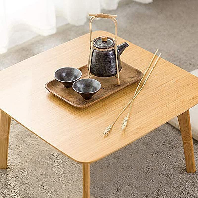 Square Tatami Table, Bamboo Coffee Table for Living Room Bedroom Furniture, Low Tea Table for Sitting on The Floor, Small Drawing Reading Studying Floor Table, Home Sofa Side Table Accent Furniture