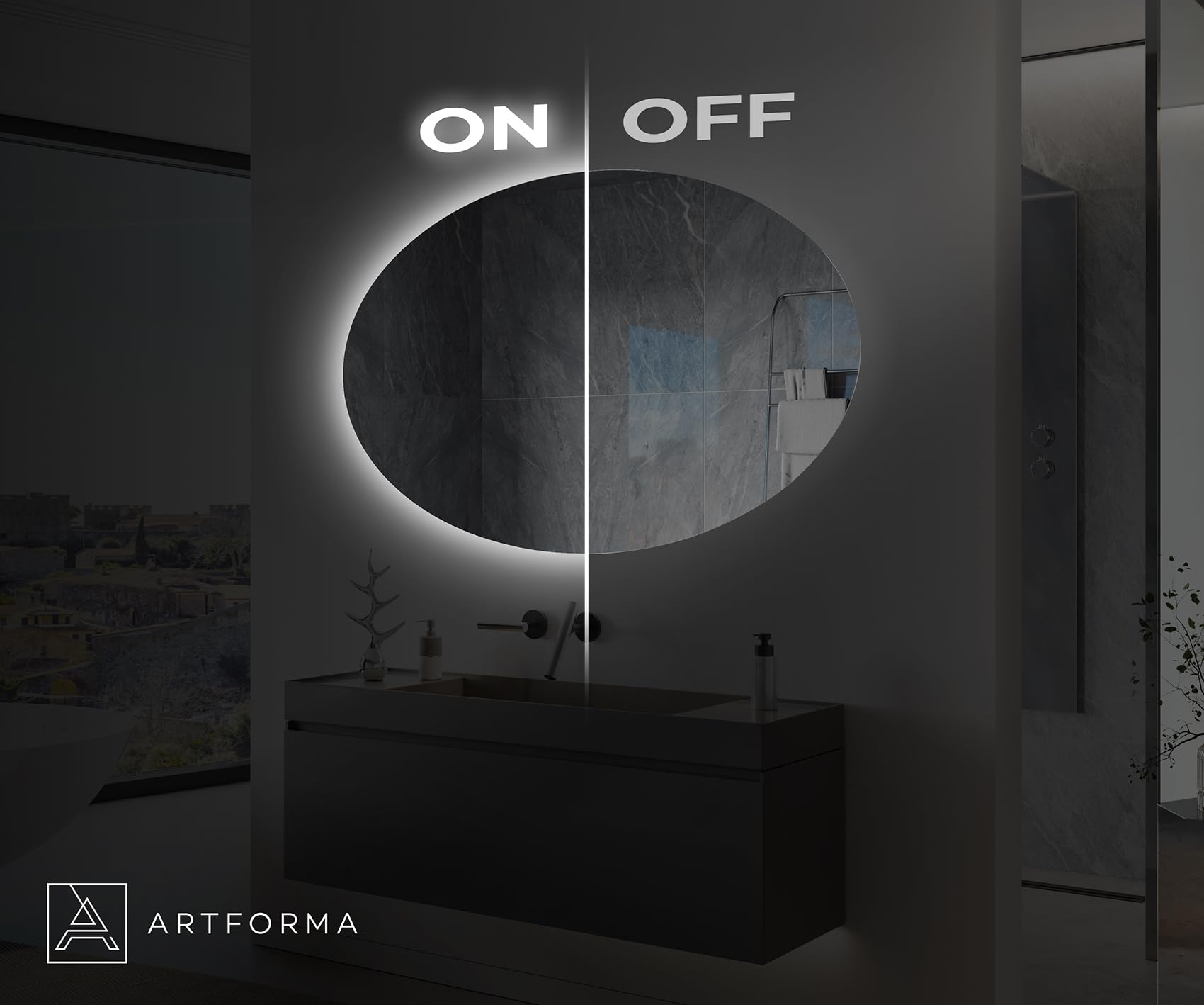 Artforma Specchio da bagno, 110 x 70 cm, ovale, ELI226 x53, LED, senza