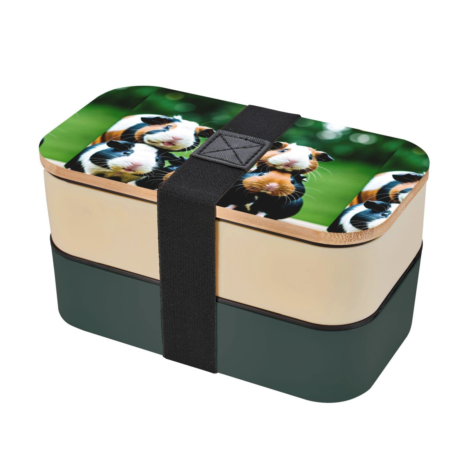 Cute Cavyes Premium Bento Lunch Box, 2 Compartments Leakproof Lunch Box With Cutlery For Adults, Microwave & Dishwasher Safe