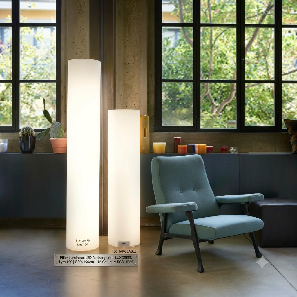 Pillar LED Lyra 190 lumineux rond Φ30xH190cm IP65 sans fil rechargeable
