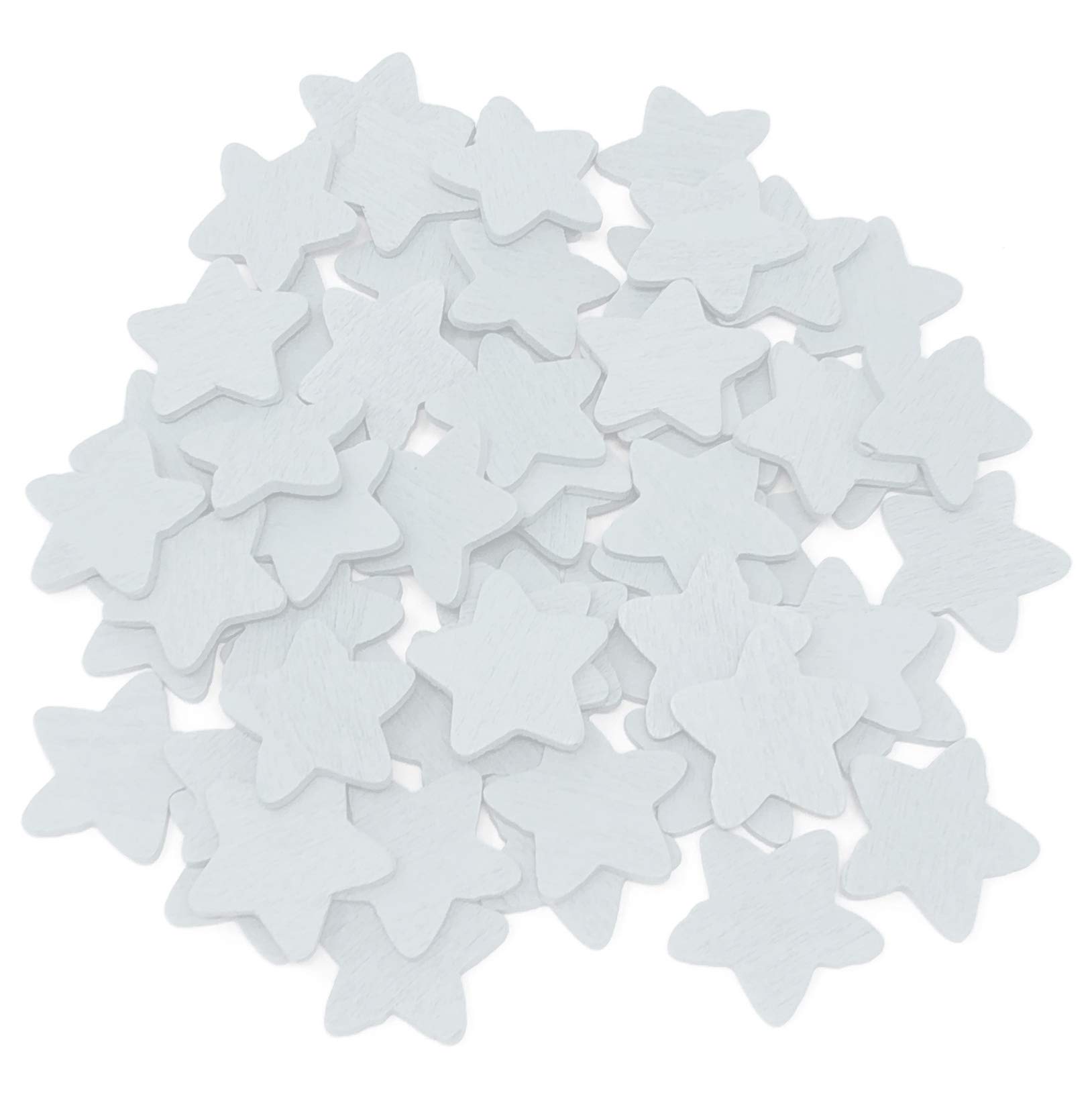 50pcs White 18mm Stars Wooden Shabby Chic Craft Scrapbook Vintage Wood Star
