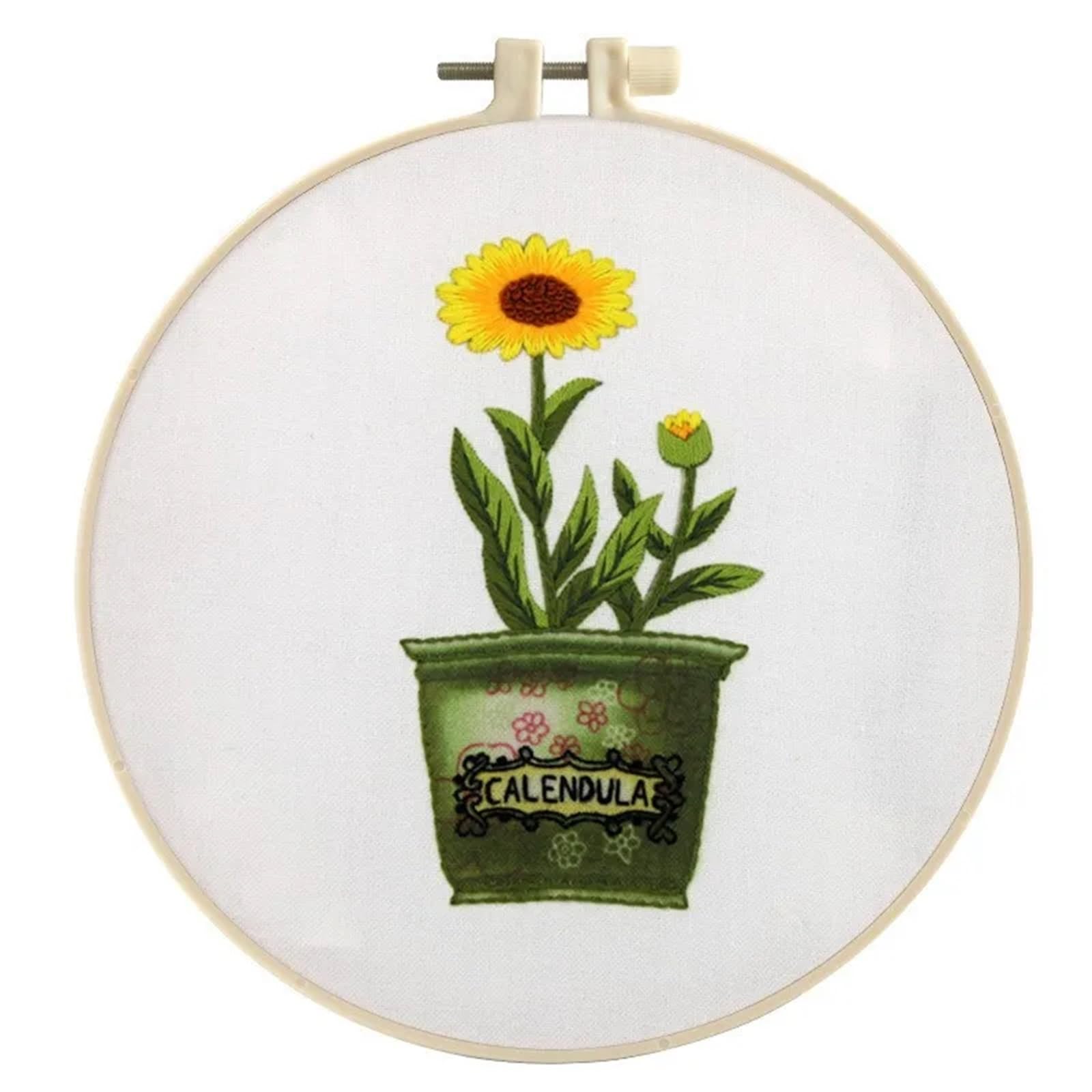 LKLNKVL embroidery, Embroidery Kit， Flower Stamped Kit(Color 15,Without hoop)