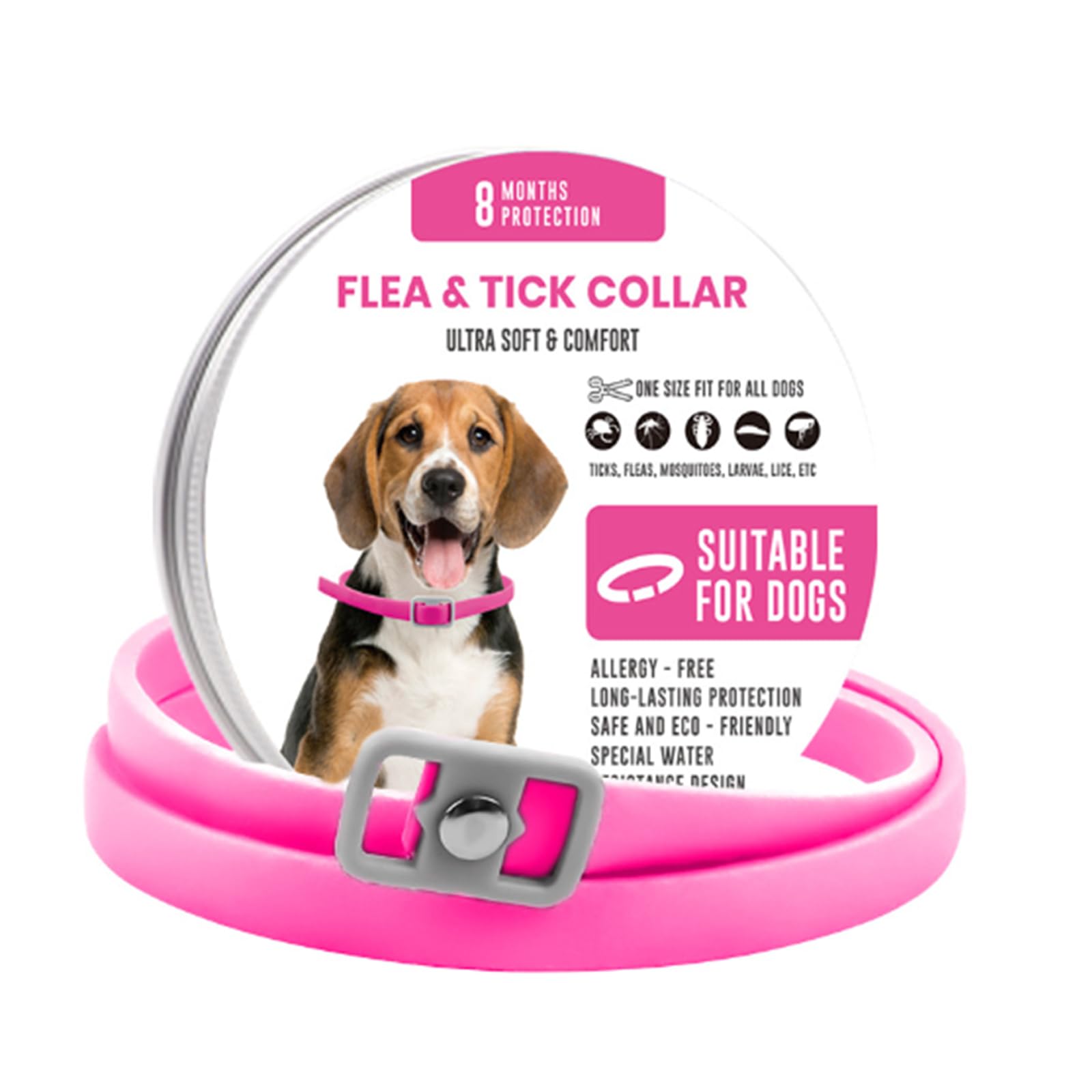 Tick Collar for Dogs & Cats, Anti Tick Flea Dog Collar, 8 Month Protection | Adjustable Waterproof Dog Collar Chain | Anti Tick Collar for Dog for All Breeds | Dog Ticks Product for Dog Cats - Pink (B0DF27QDT3) Amazon Price History, Amazon Price Tracker