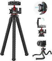 ULANZI Tripé de câmera MT-33, mini tripé flexível com parafuso de 0,6 cm para braço mágico, tripé de polvo compatível com câmeras iPhone 12, Samsung, Canon, Nikon, Sony