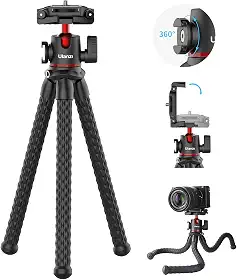 ULANZI Tripé de câmera MT-33, mini tripé flexível com parafuso de 0,6 cm para braço mágico, tripé de polvo compatível com câmeras iPhone 12, Samsung, Canon, Nikon, Sony