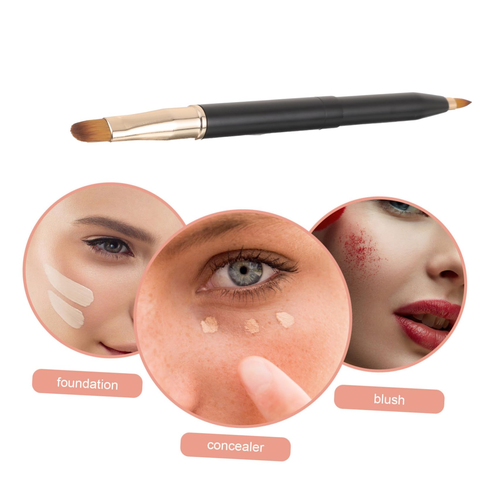 PartyKindom Double-ended Lip Brush Set for Lipstick Lip Gloss Concealer Small Size Portable Makeup Tool