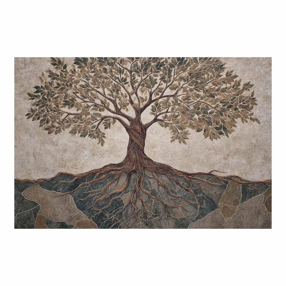 ZAMAEIU Tree of life wall art Root-Entwined Tree abstract canvas wall, For Bathroom, Living Room, Bedroom, Office.Gift for Home Decor(grey)-60x90cm Unframed
