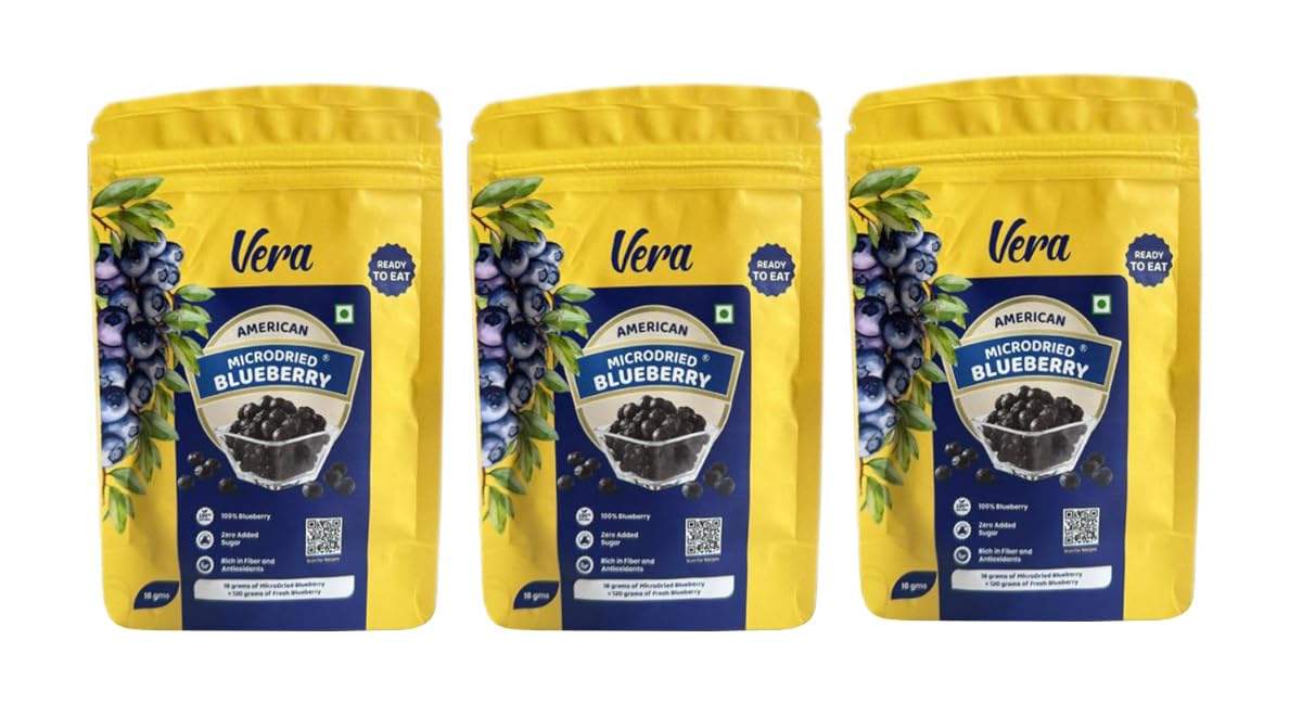 Vera 18g Micro Dried Blueberries | Healthy & Tasty Whole & Dried Blueberry | Zero Added Sugar | Rich in antioxidants and Vitamin K Healthy Snacks | Delicious Blueberry Snacks (Pack of 3) (B0DGTZ9BKX) Amazon Price History, Amazon Price Tracker