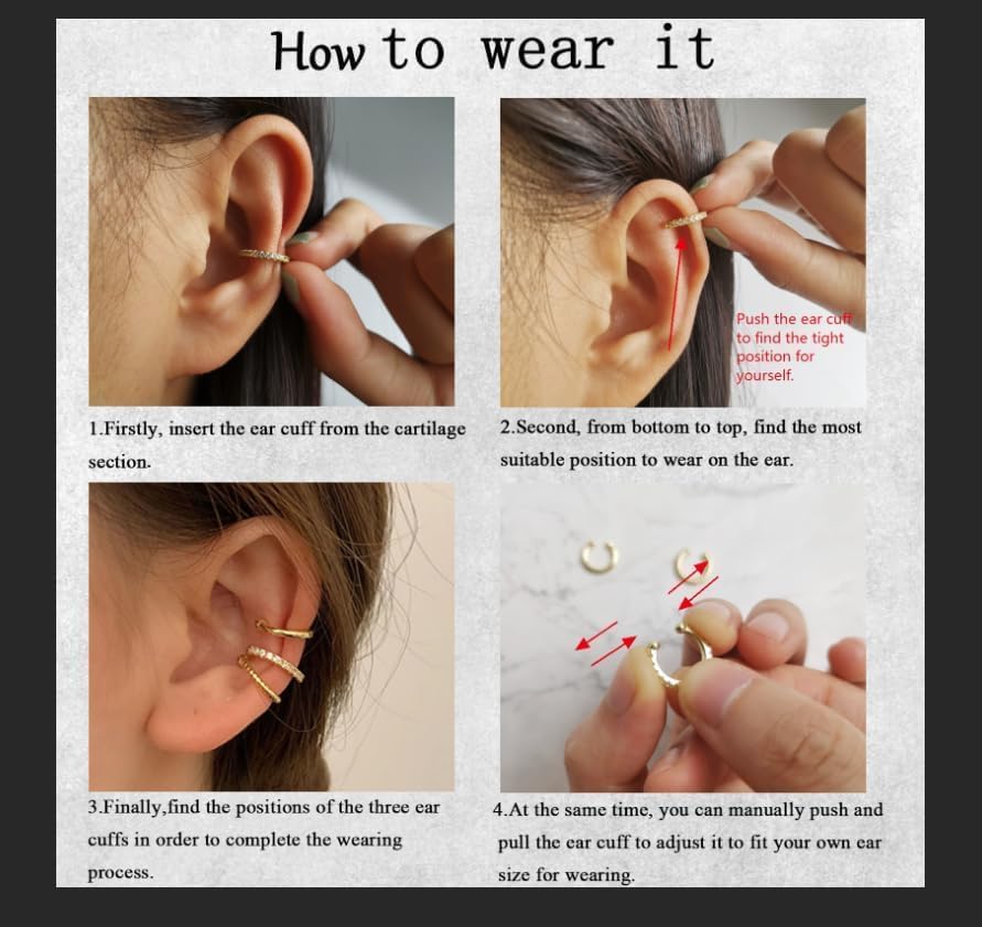 Ear Cuff Earrings for Women Christmas Stocking Stuffers Dainty Gold Ear Cuff Non Pierced Clip on Cartilage Earring Set Stacks Trendy Stuff Jewelry Gifts3