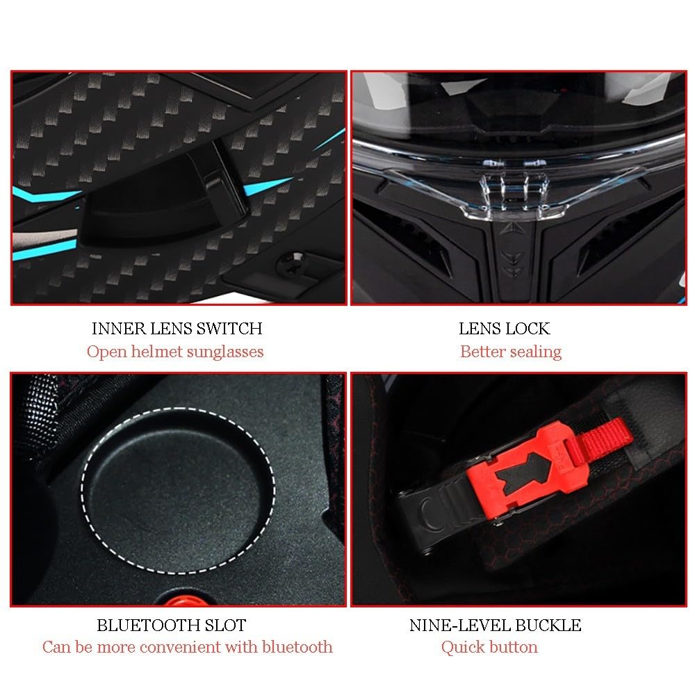 Modular Bluetooth Integrado Casco Moto, Casco Abatible con Doble Visera, Cascos Integrales,ECE Homologado, Casco Modular Integrado para Adultos Mujeres Y Hombres