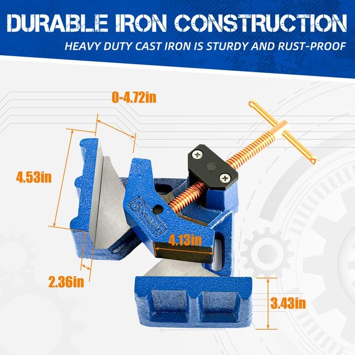 Image of W045C Ductile Iron Welding Machine Angle Clamp, Heavy Duty Right Angle 90 Degrees Welding Clamps for Woodworking Corner Miter Clamp