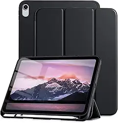 Capa Case PREMIUM Anti Impacto com função sleep e suporte para iPad 10 10.9" e iPad 11 A16 2025 Com Compartimento Para Pencil Caneta Tampa Magnética (Preto)