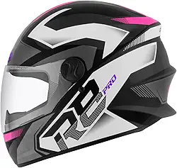 CAPACETE FECHADO PRO TORK R8 PRO BRILHANTE PRETO - ROSA TAM. 56