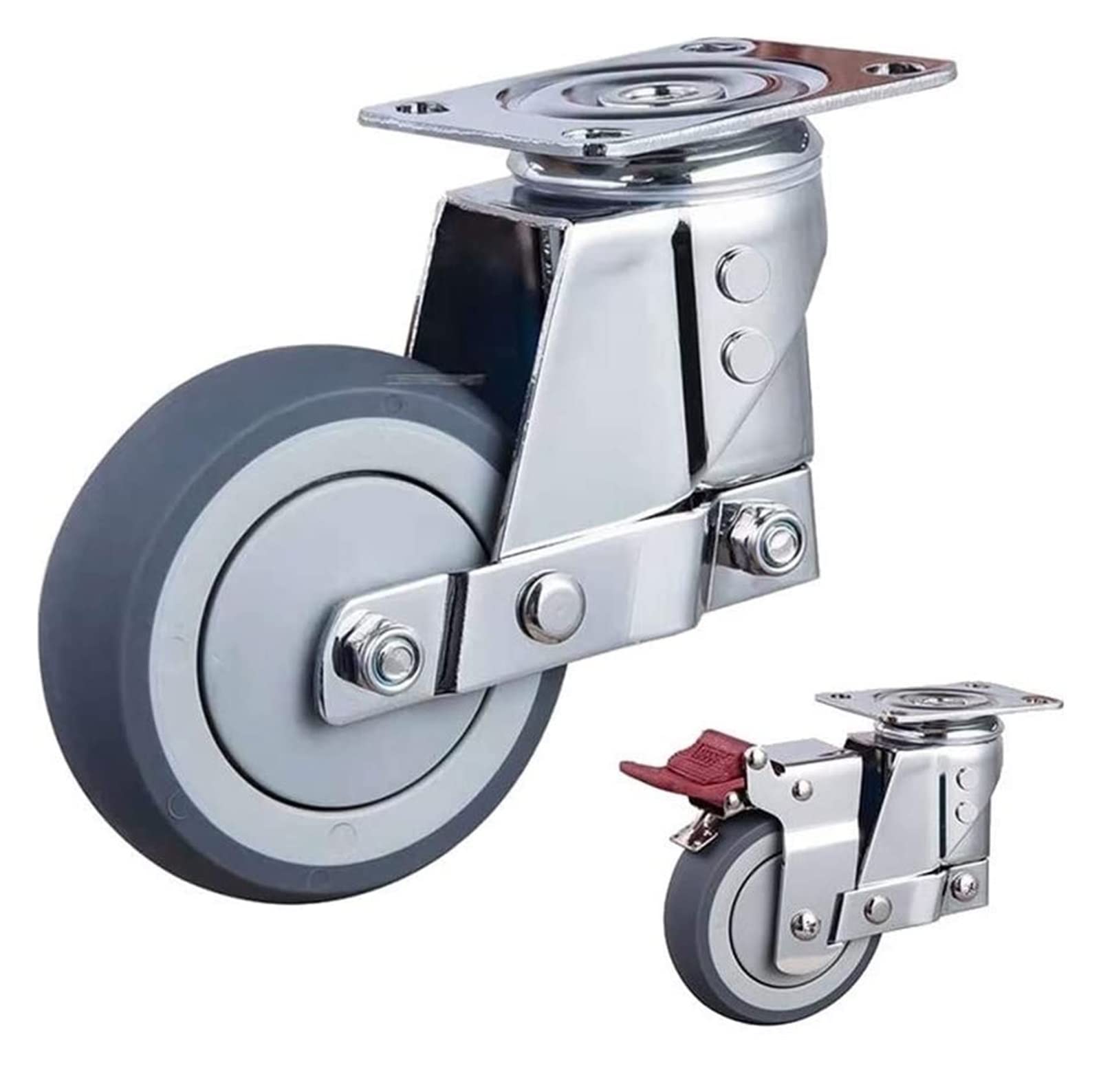 GBRJUYF Heavy Duty 5" Swivel Caster Wheels with Silent Damping TPR, Anti-Seismic Furniture Trolley Castors for Heavy Equipment, Industrial Gate Use - Black