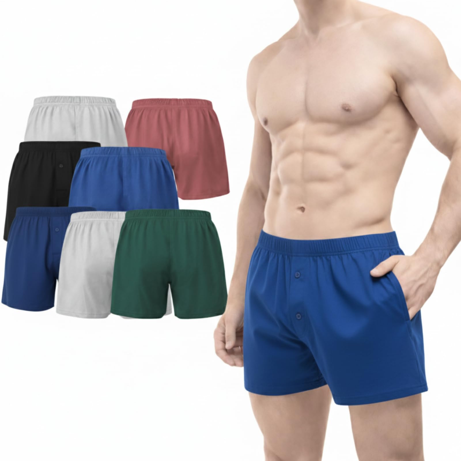 Trenzeo Men’s Boxer Shorts 6-Pack Loose Fit Cotton Underwear For Men with Button Fly – Breathable & Comfortable Men’s Boxers Multipack (UK, Alpha, 5XL, Plus, Regular, Assorted Colors)