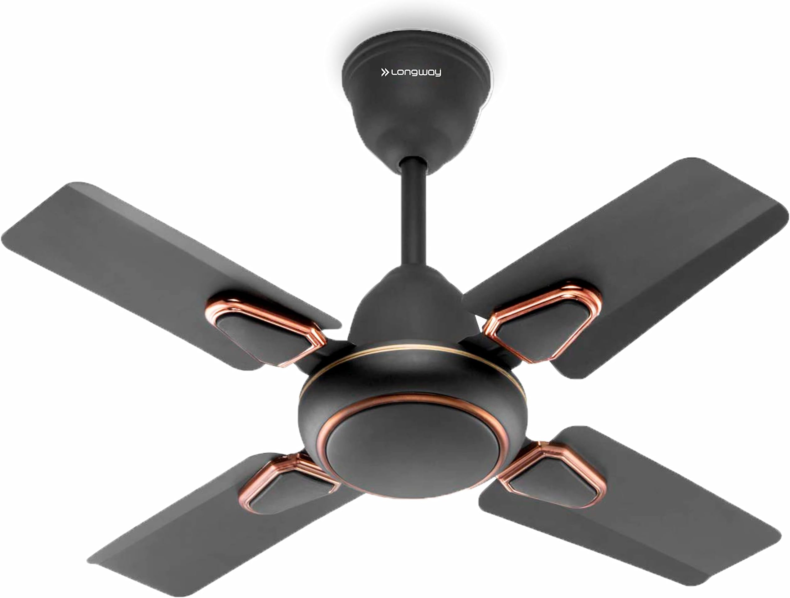 LONGWAY Kiger P1 600 mm/24 inch Ultra High Speed 4 Blade Anti-Dust Decorative Star Rated Ceiling Fan (Smoked Brown, Pack of 1)
