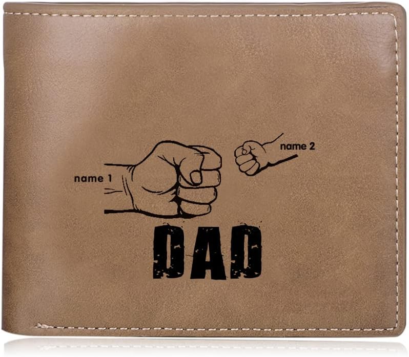 Dad Wallets Father's Day Gifts Personalized Photo Wallet for Men Initial Monogram Name Wallet Custom Picture Leather Slim Bifold Wallet Father Day for Grandpa Husband