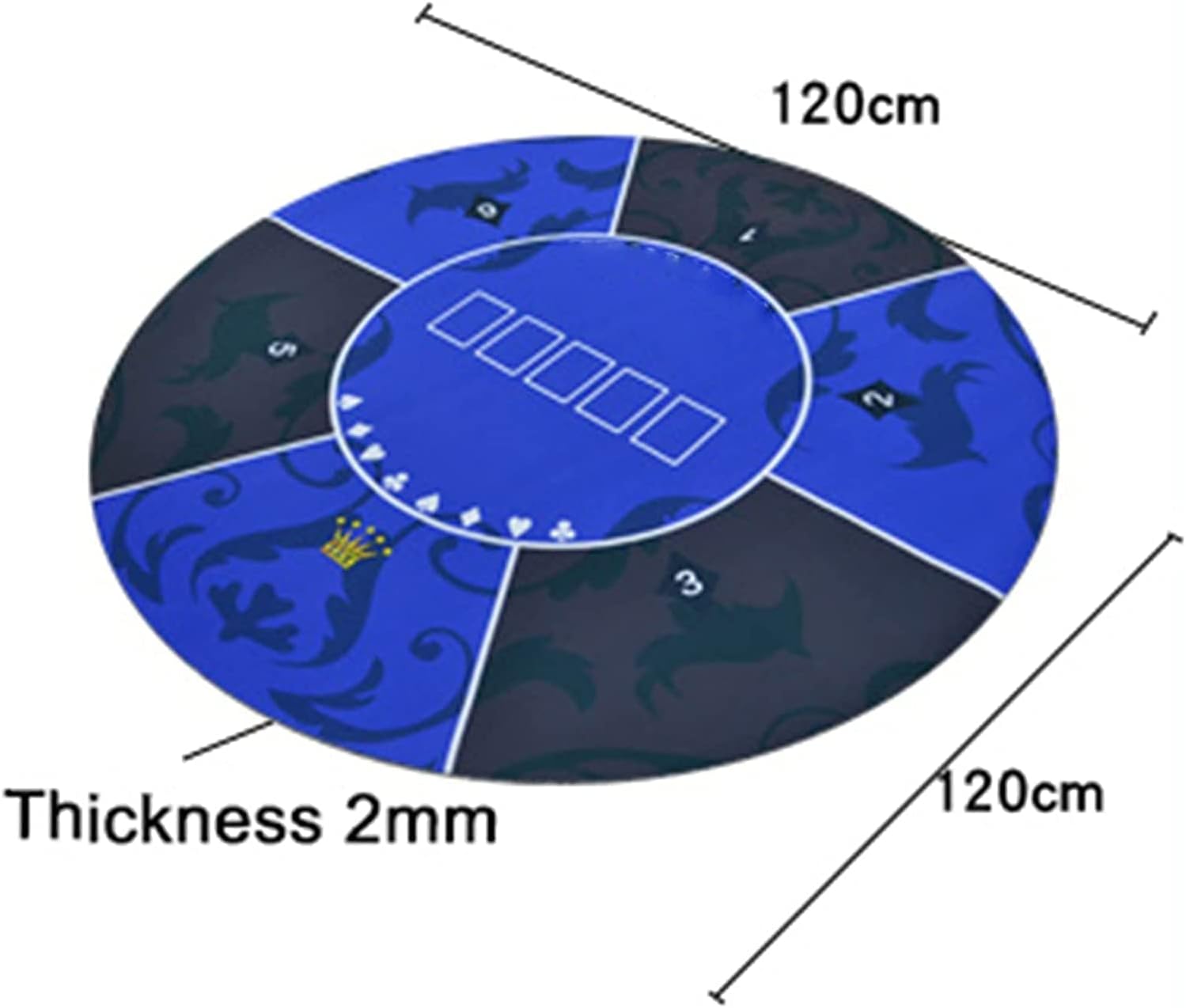 Portable Poker Table Top 1.2M Poker Table Cloths Blue Rubber Table Mat with Flower Pattern Table Cloth Casino Board Game Gambling Poker Table Layout Fun Game Night Supplies - Cool Casino Gift for Kid