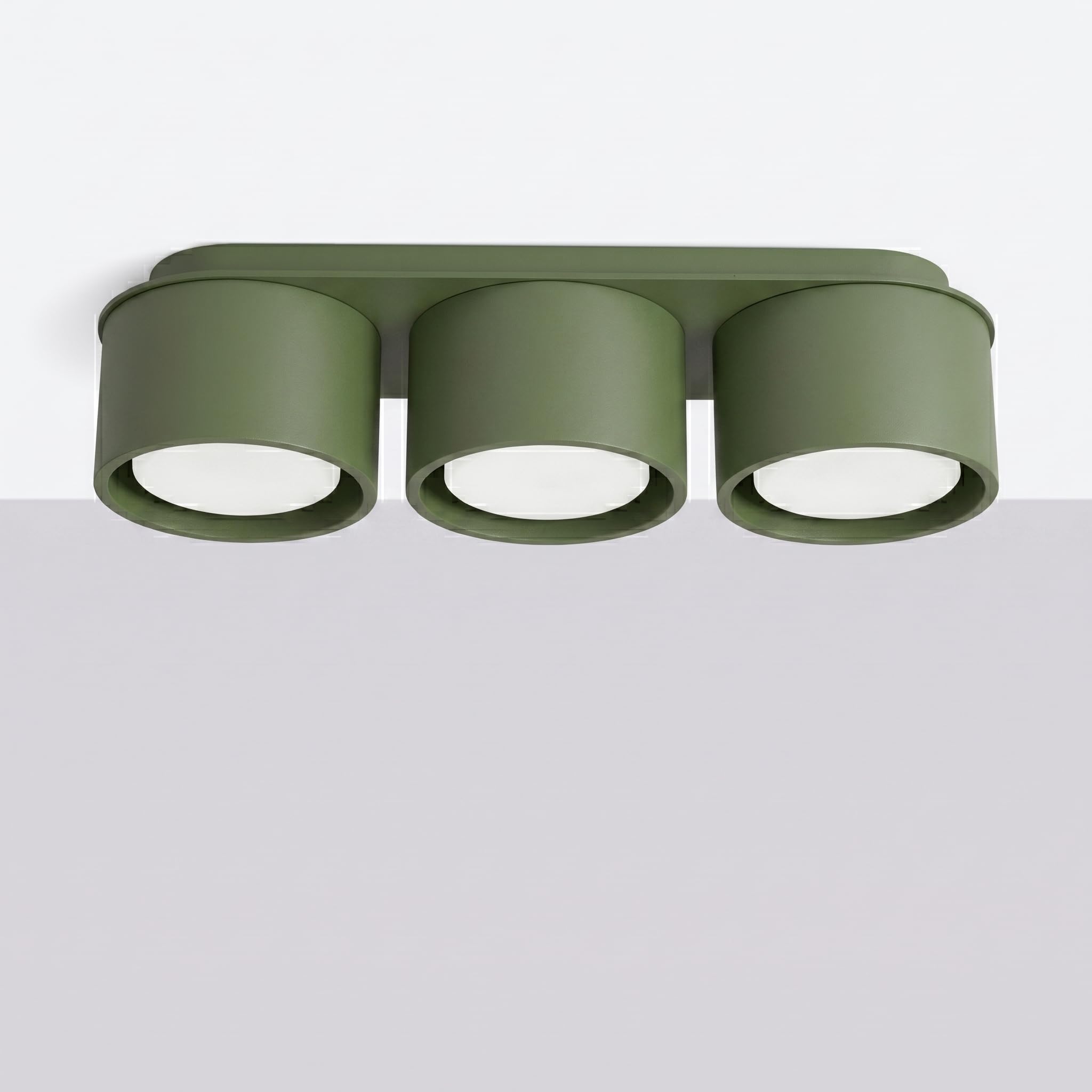 SOLLUX lighting Deckenlampe rund flach Gx53 LED 3-Flammig Modo olivgrün