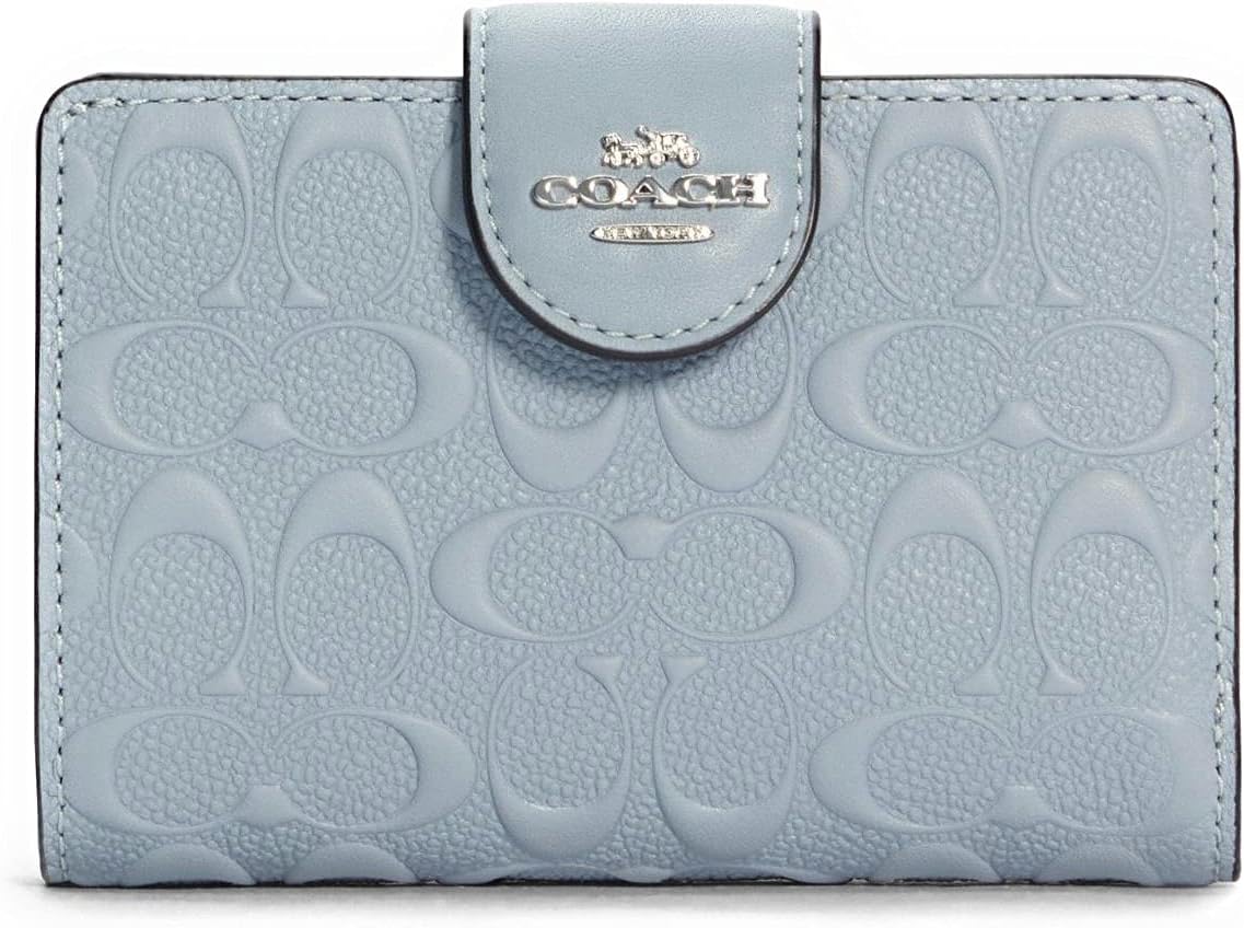 COACH Womens Medium Corner Zip Wallet In Signature Canvas (SV/Twilight)