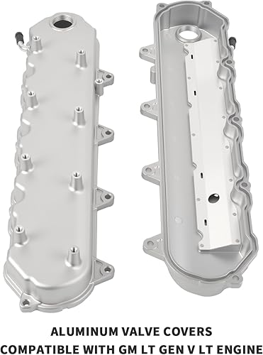 Miniatura 12 de Cubiertas de válvula de aluminio con aletas compatibles con bloque pequeño Chevy 58-86 Tall 327 350 400 - Plata pulida Plateado (sliver)