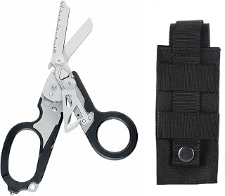 NZXVSE 6 in 1 Emergency Response Shears, 6 Functions Scissors with Strap Cutter and Glass Breaker, Portable Pocket Multi Tool with Utility Holster