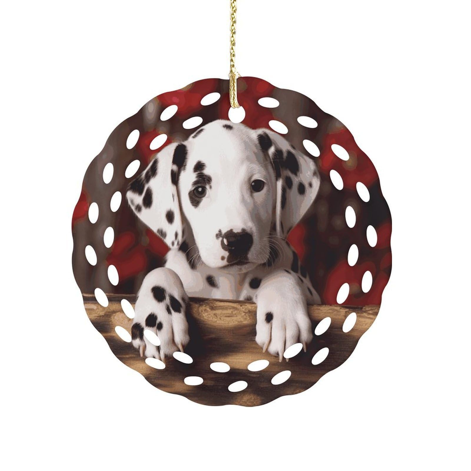 Fekiloot Women's Style Dalmatian Puppy Ceramic Ornaments 3 Inch Round,Holiday Keepsake For ,Girls,Pet Owners,Hanging Ornament Gifts Idea For Home