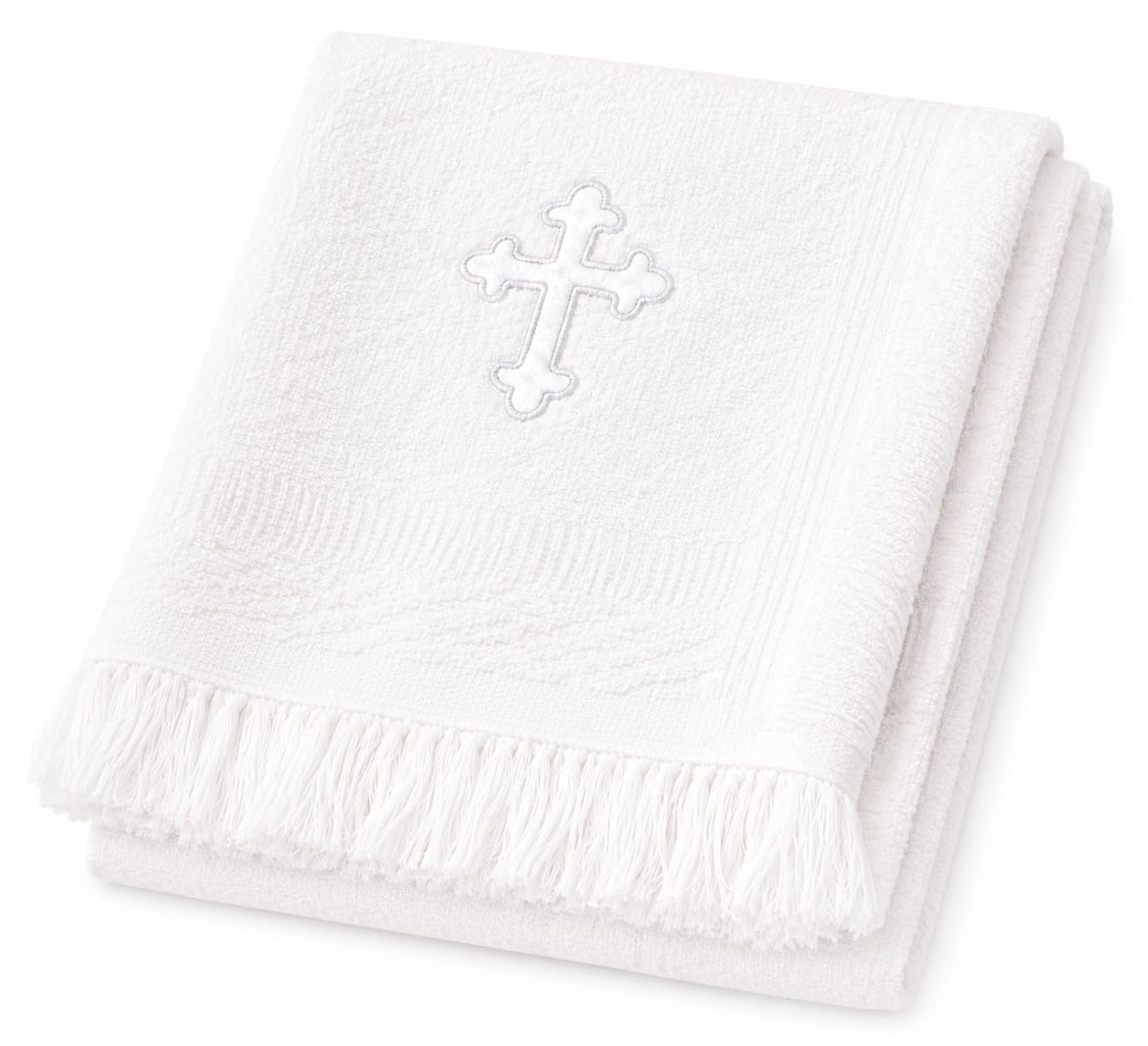 SOHOBABY Cute Decorative Unisex Baby Christening Cross Shawl White Baby Blanket, Suitable for Newborn, Infants and Toddlers, Breathable Soft and Warm, Acrylic Shawl (White Cross)