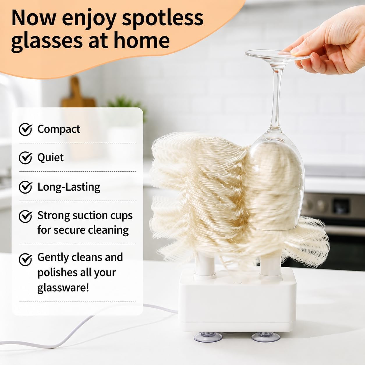 Lucidatrice e asciugatrice elettrica per bicchieri da vino, 600 giri/min, con doppia testina per bar, ristoranti, hotel e cucine, nero
