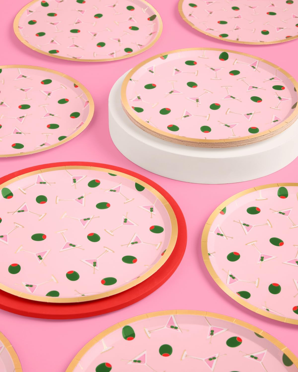 xo, Fetti Dirty Martini Paper Plates | 25 pcs, 9" | Cocktail Bachelorette Decorations, Tini Bit Older, Dinner Party Setting, Olive Birthday Decor, Cute Picnic Tablescape
