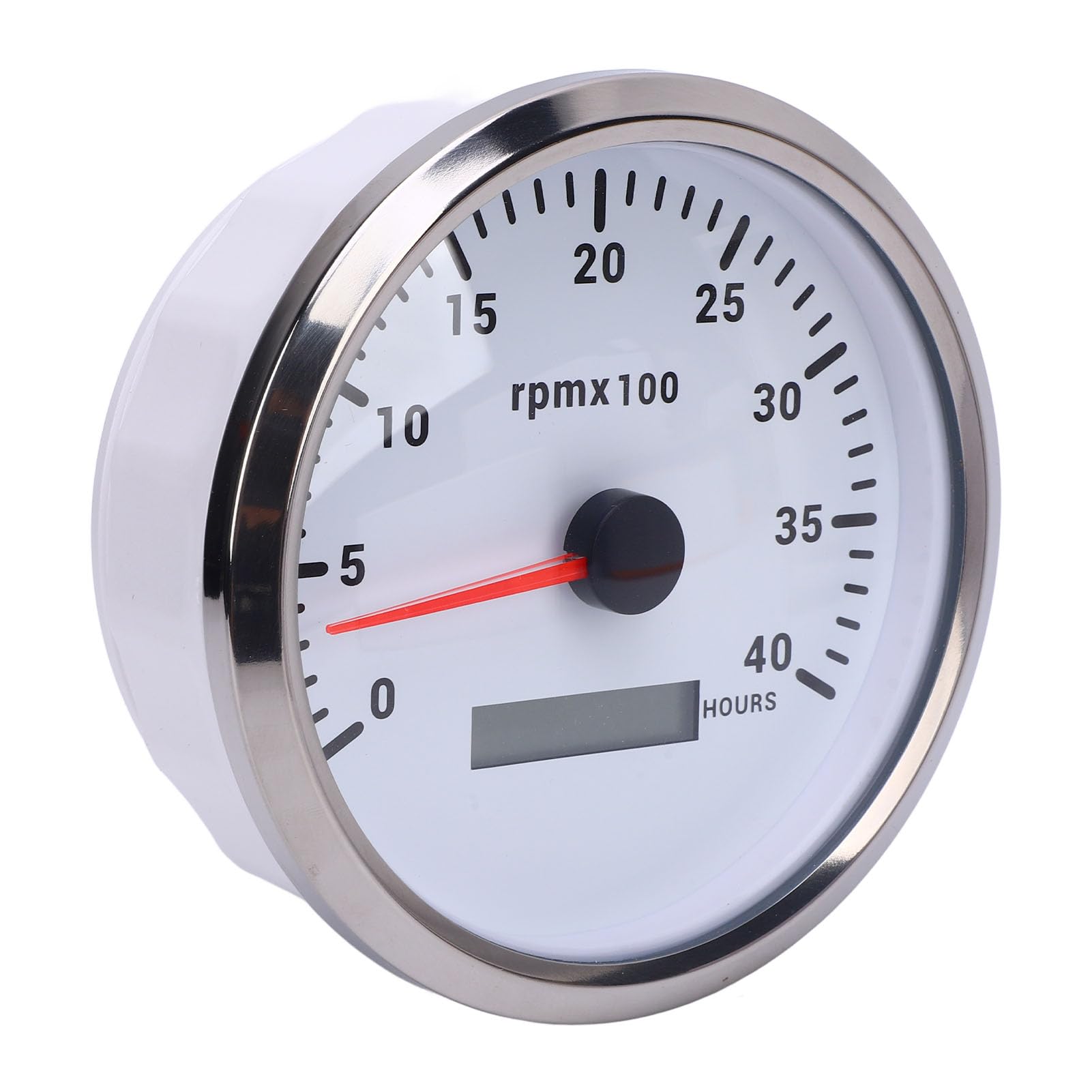 Keenso Tachymètre 110 Mm, Jauge 4000 Tr/min avec Rétroéclairage 7 Couleurs et Compteur Horaire, pour Camions, Tracteurs, Remorques, Voitures, Camping-cars et Bateaux, (Cadran blanc, lunette argentée