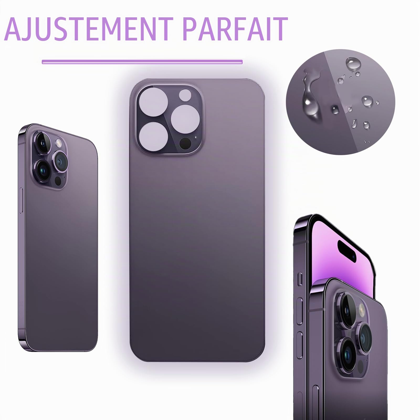 14 Pro Max Verre arrière de Rechange pour iPhone 14 Pro Max 6,7" avec kit d'outils Repar, Violet foncé