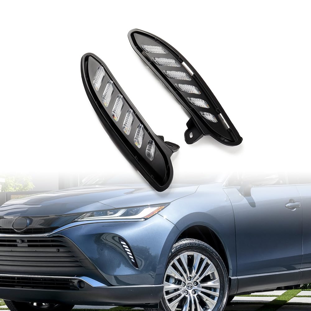 Astra Depot Compatible for 2021-2022 Toyota Venza Tri-Color LED DRL Sequential Flash White Daytime Running Amber Turn Signal Lamp Blue City Light 72W IP67