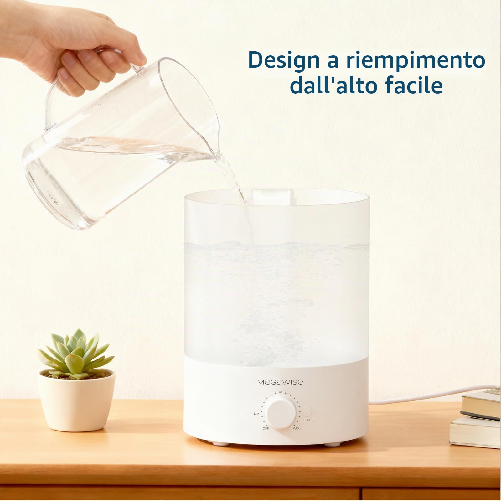 MegaWise Cool Mist Umidificatori per neonati, camera da letto, asilo nido, casa e ufficio | Vaporizzatore ultrasonico super silenzioso, grande Top-Ricarica 3.5L
