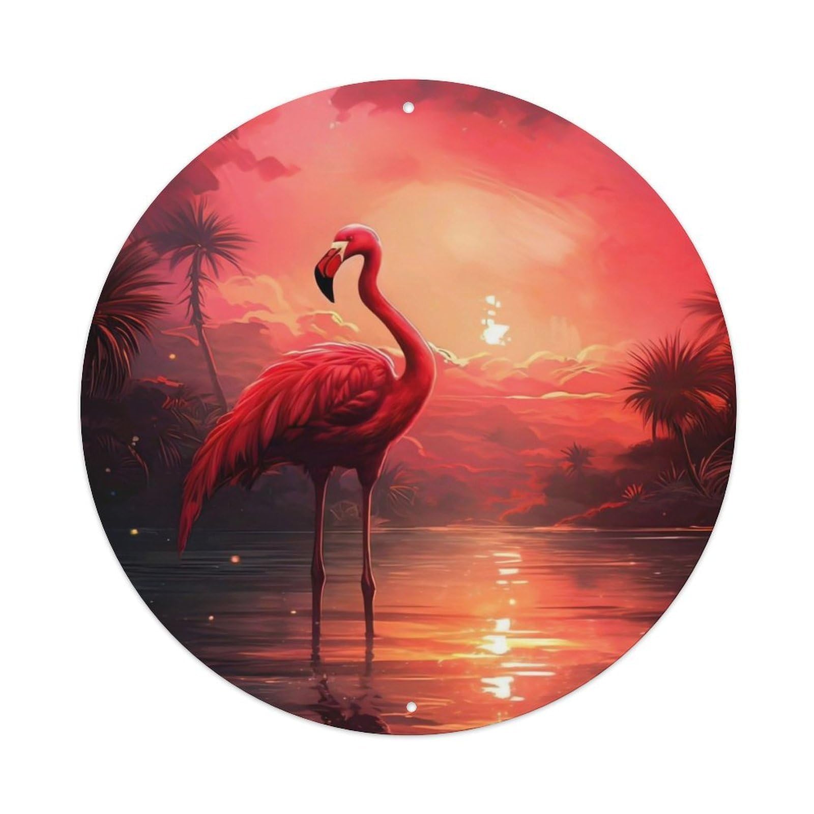 Animal Artwork Flamingos on The River Vintage Metal Tin Sign Plaque Wall Decor for Cafe, Club Bar, Office, Garden Metal Poster 8x8Inch