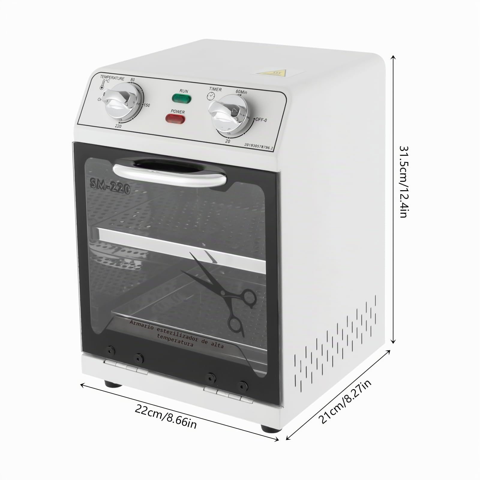 Esterilizador de aire caliente 8L Esterilizador de calor seco Esterilizador de temperatura ajustable para instrumentos Esterilizador de alta temperatura con temporizador