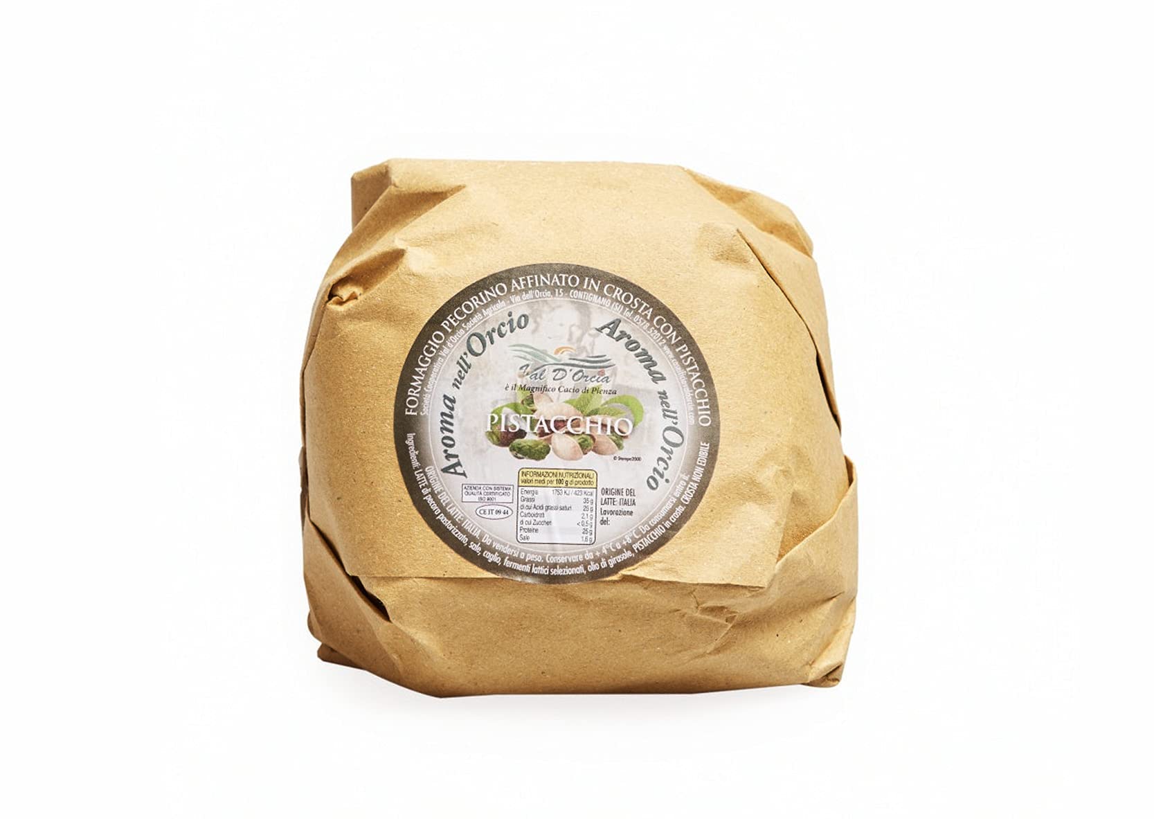 Pecorino aged in Pistachios crust | Typical Tuscan Pecorino cheese | 500 gr | Produced with 100% Italian Sheep Milk