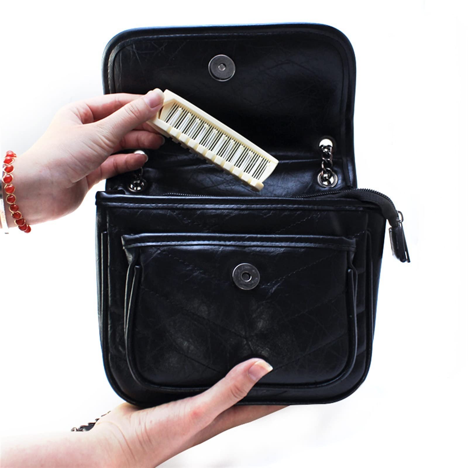 DieffematicSZ Grzebień Plastic Folding Comb Hair Comb Plate Hair Comb Modelling Comb Close Tooth Comb Travel Compact And Portable (Color : Schwarz)